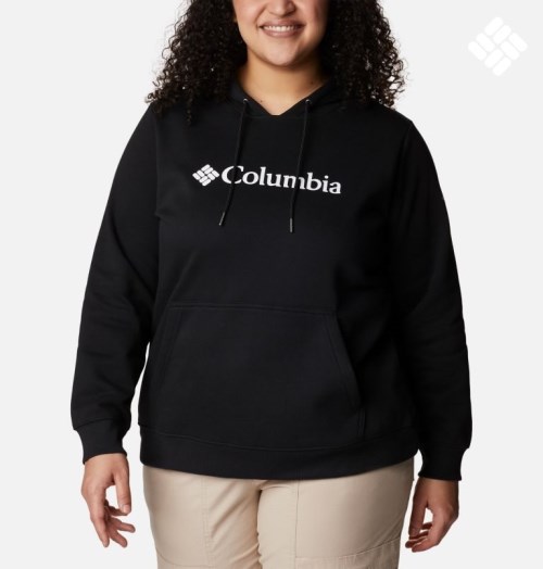 Hanorac Cu Gluga Columbia Logo Dama Negrii | Plus Size ZJM70SQ81